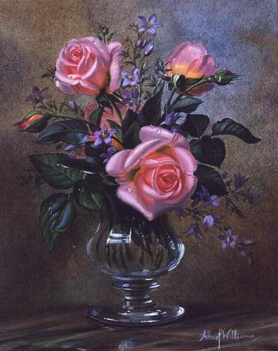 №468562 - живопись, натюрморт, albert williams, цветы, букет - оригинал