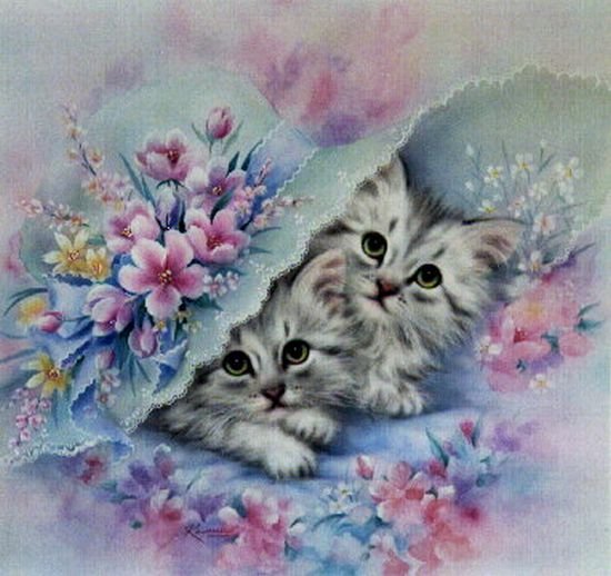 Модницы - кошки, цветы, котята - оригинал