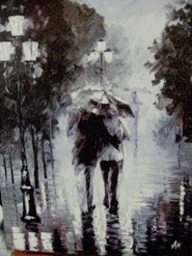 Пара под зонтом - пара, осень, дождь - предпросмотр