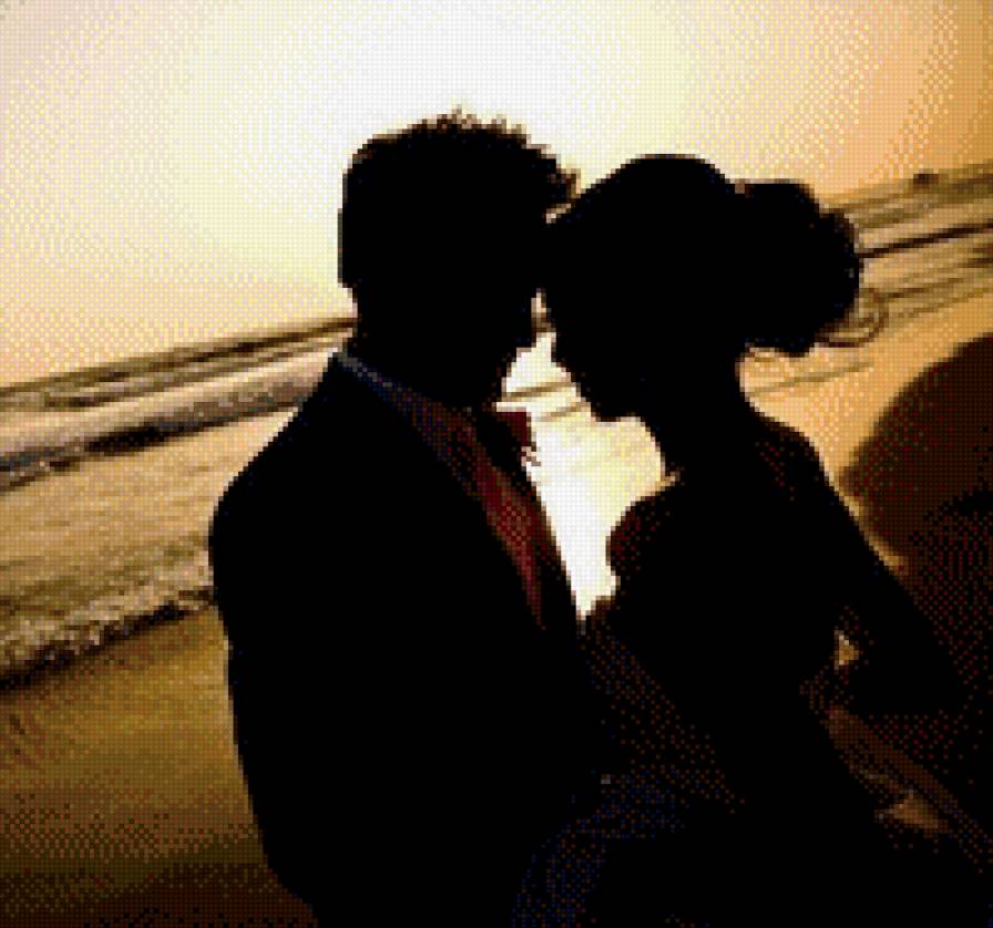 влюбленые - пара, море, тени, свадьба - предпросмотр