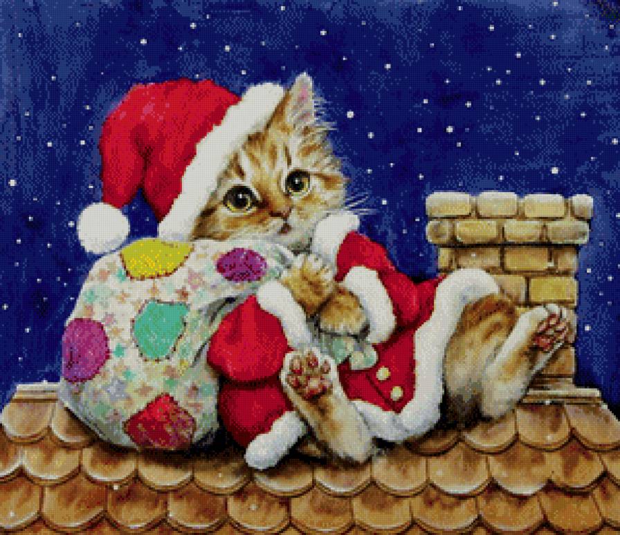 у каждого из нас свой Санта ! - труба, мешок, новый год, подарки, кот, крыша - предпросмотр