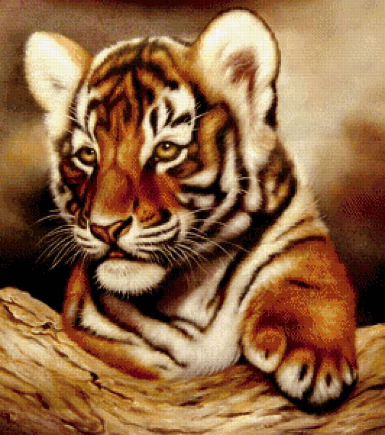 принц джунглей - живопись, тигренок, тигр, хищник - предпросмотр