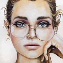 Оригинал схемы вышивки «Девушка в очках» (№471590)
