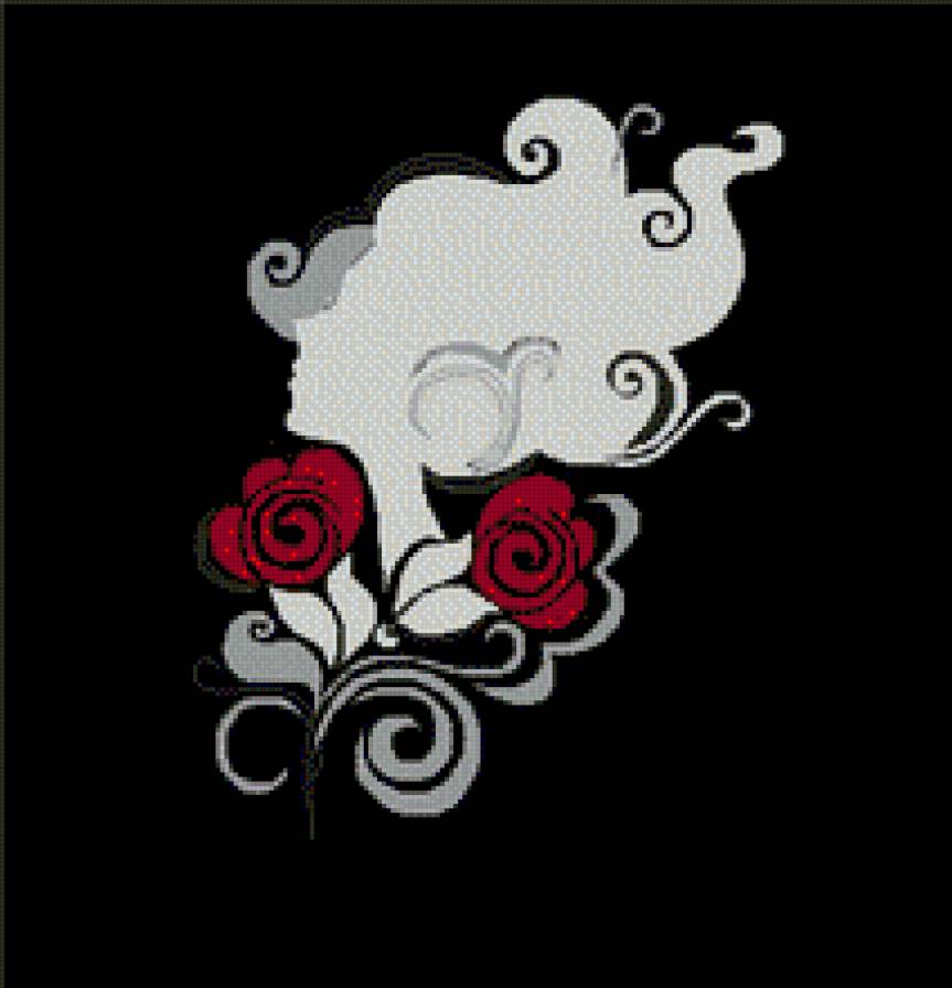 женский силуэт - женский образ, роза, дама, черно красное - предпросмотр