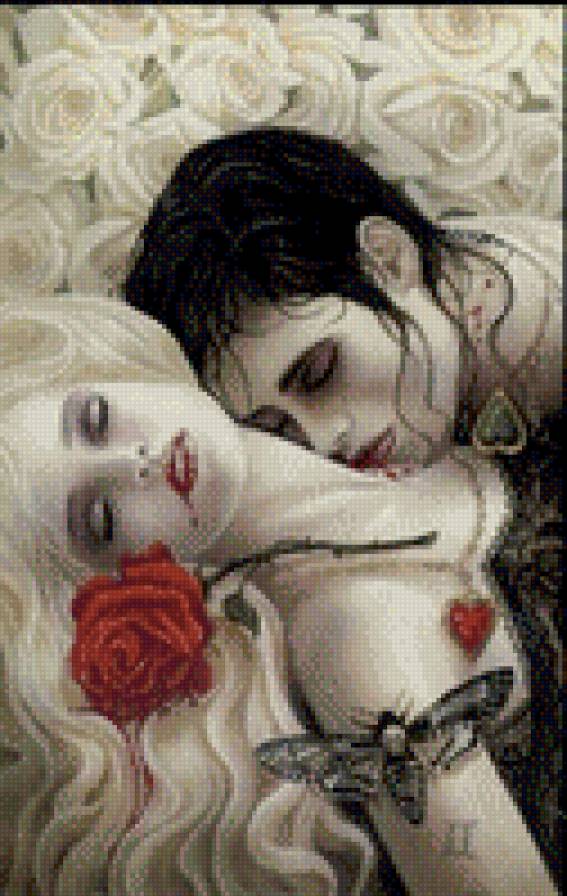 влюблённый вампир - кровь, поцелуй, любовь, девушка, парень - предпросмотр