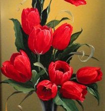 Оригинал схемы вышивки «тюльпаны в вазе» (№474582)