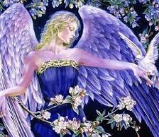 Оригинал схемы вышивки «красивый ангел с голубем» (№474683)