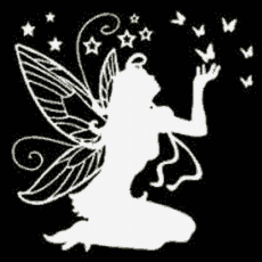 фея с бабочками 2 - девушка, фэнтези, ангел, черно белое, фея - предпросмотр