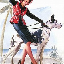 Оригинал схемы вышивки «дама с собакой» (№475288)