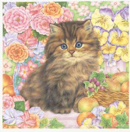 Серия "Кошки" - цветы, животные, кошки - оригинал