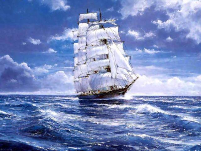 парусник - фрегат, море, природаъ, корабль, парусник, плавание - оригинал