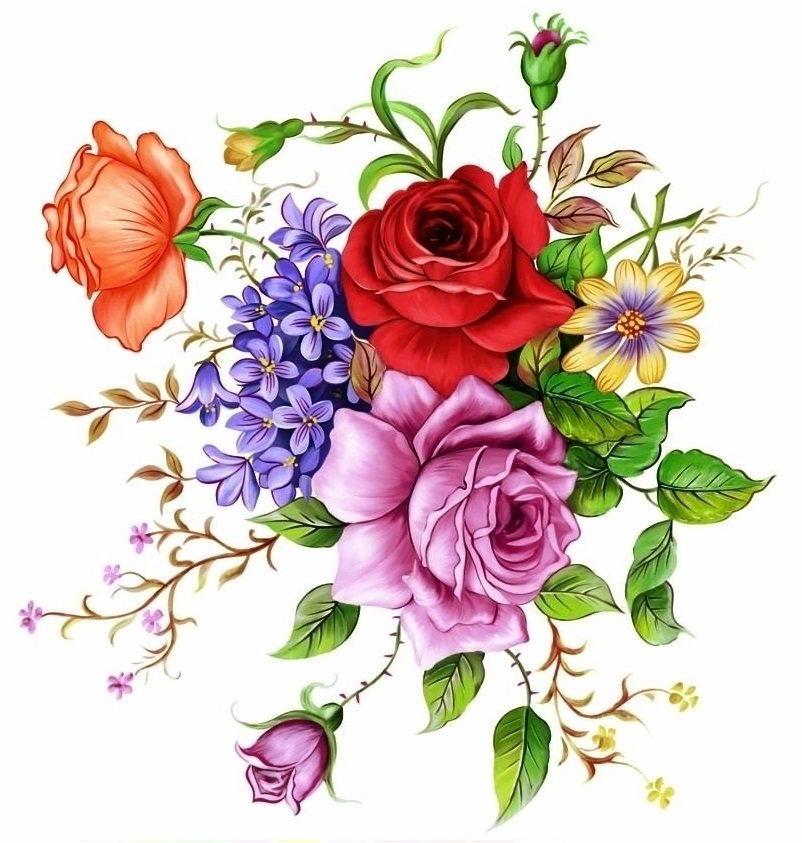 прекрасный букет - лиловые цветы, розы, роза, розовые цветы, фиалка, букет, красные цветы - оригинал