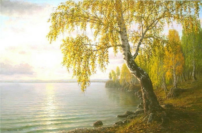 осенний пейзаж - вода, осень, деревья, река, природа - оригинал