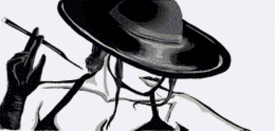 женский образ вамп - черно белое, женский образ, девушка, люди, шляпка - предпросмотр