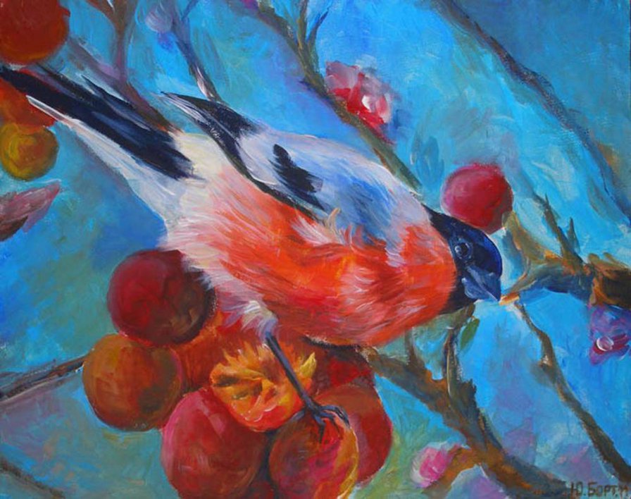 Серия "Птицы" - ягоды, птицы, снегири - оригинал