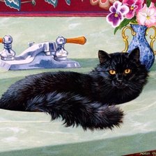 Оригинал схемы вышивки «черный кот» (№478518)
