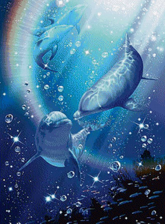 Дельфины - волна, море, дельфины - предпросмотр