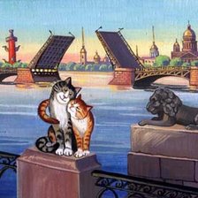Схема вышивки «коты Петербурга»