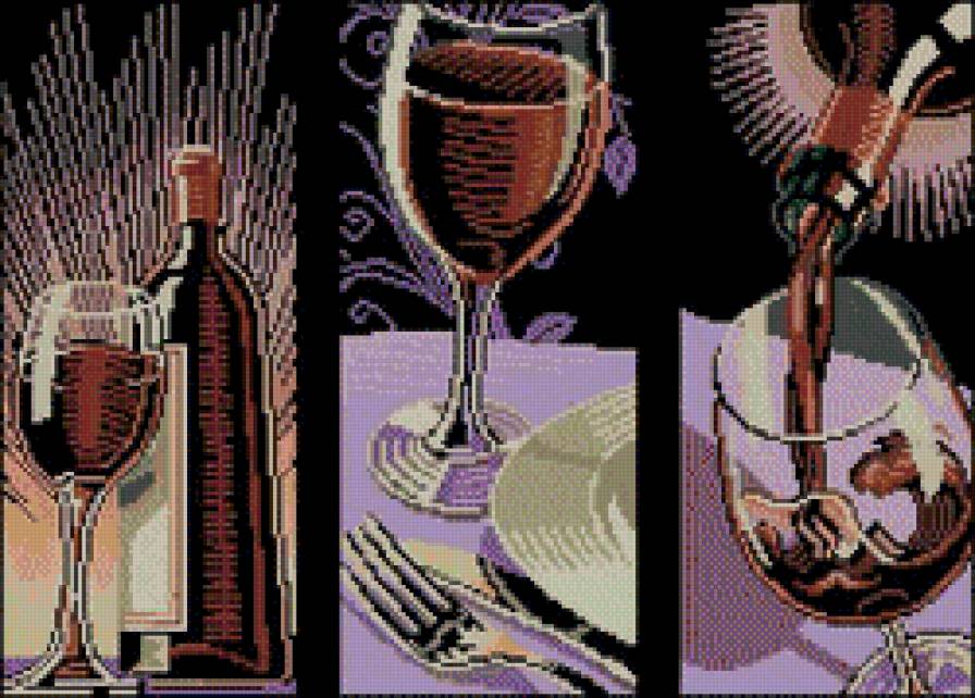 Триптих"Бокал вина" - натюрморт, бокал вина, триптих - предпросмотр
