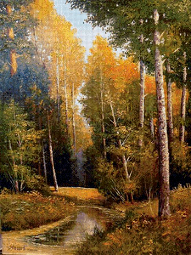 осенний пейзаж - осень, река, вода, природа, деревья - предпросмотр
