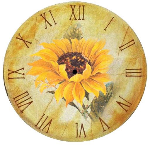 часы подсолнух - цветы, подсолнух, часы, винтаж - оригинал