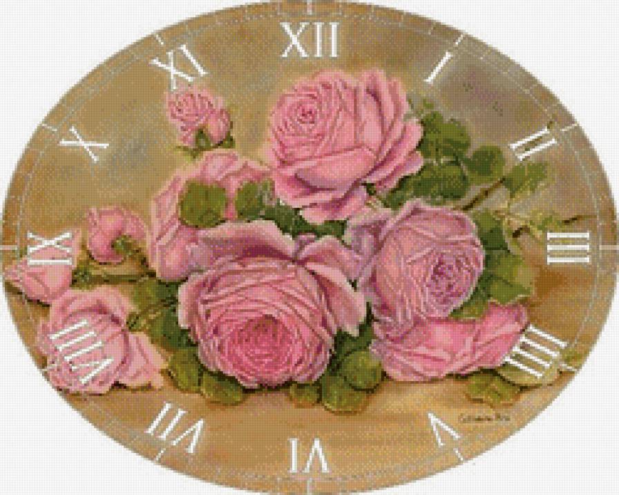 Часы - часы, цветы - предпросмотр