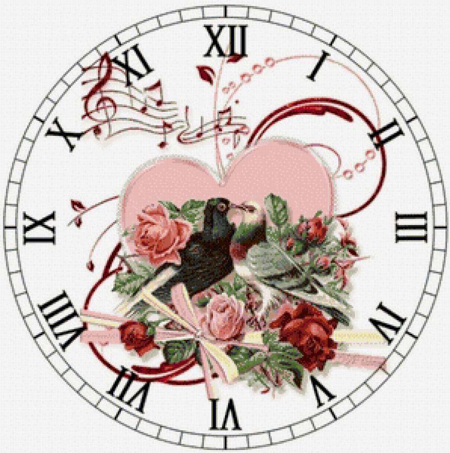 Часы - голуби, часы, романтика - предпросмотр