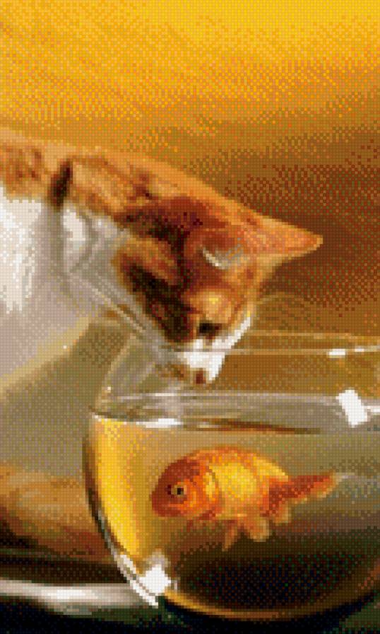 кот и рыбка - предпросмотр