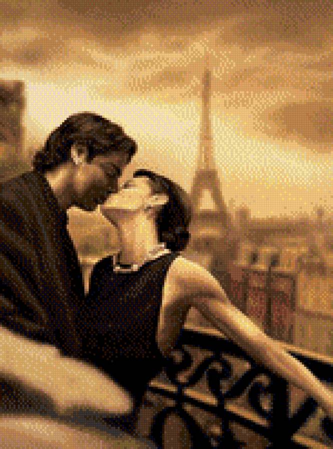 Поцелуй в Париже - париж, поцелуй, влюбленные - предпросмотр
