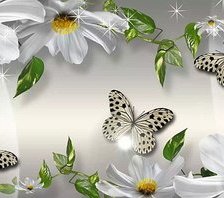 Оригинал схемы вышивки «бабочки и белые цветы...» (№481869)