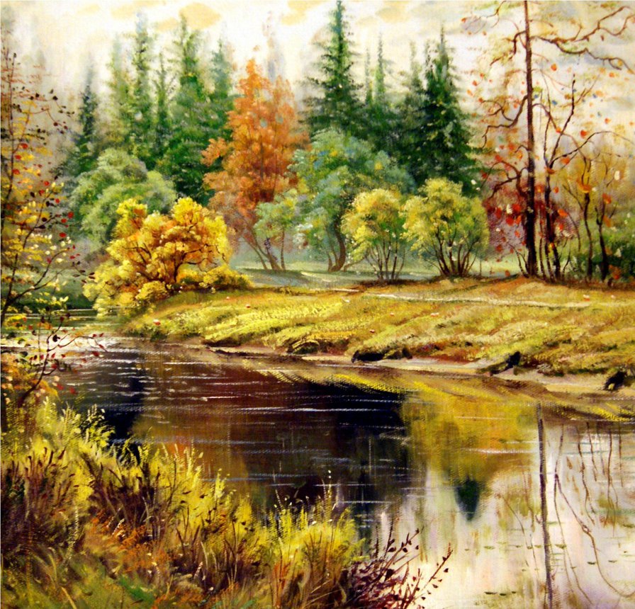 осенний пруд - пейзаж, осень, природа, пруд - оригинал