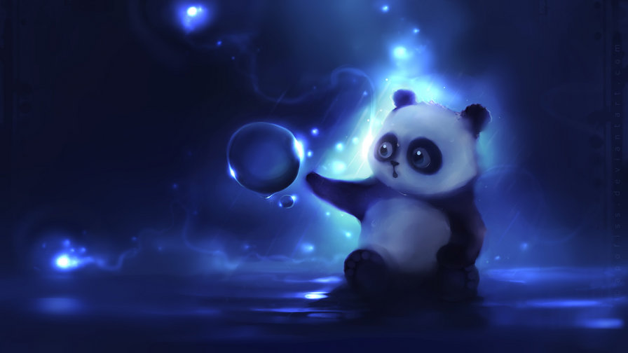 Панда - мультяшки, ночь, животные - оригинал