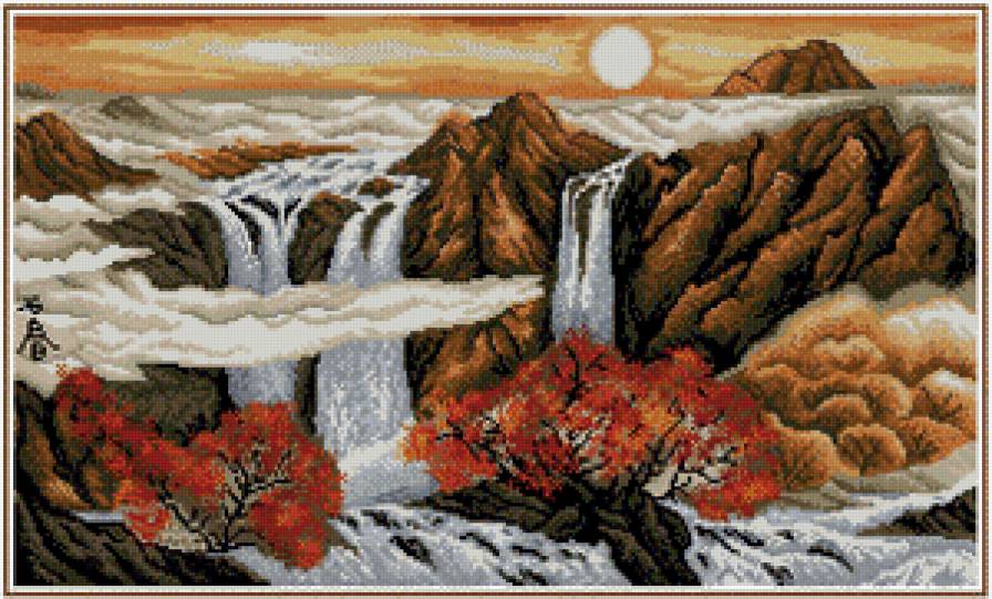 горный водопад - горы, восток, природа, пейзаж - предпросмотр