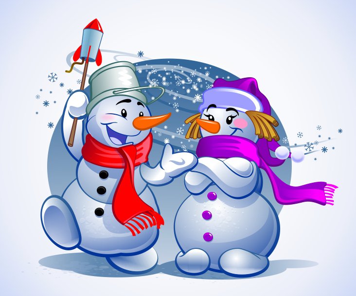 снеговики - новый год, зима, сказка - оригинал