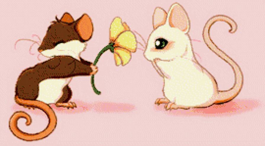 поздравляю! - любовь, цветы, пара, мышка, валентинка, детское - предпросмотр