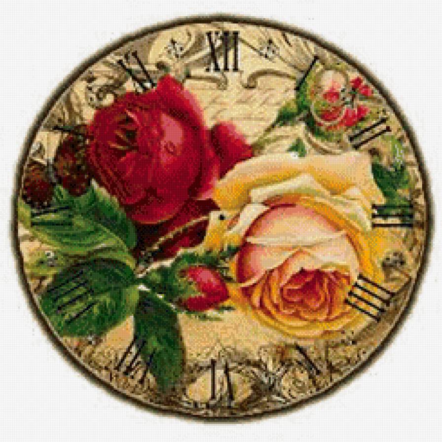 часы с розами - часы, винтаж, цветы, розы - предпросмотр