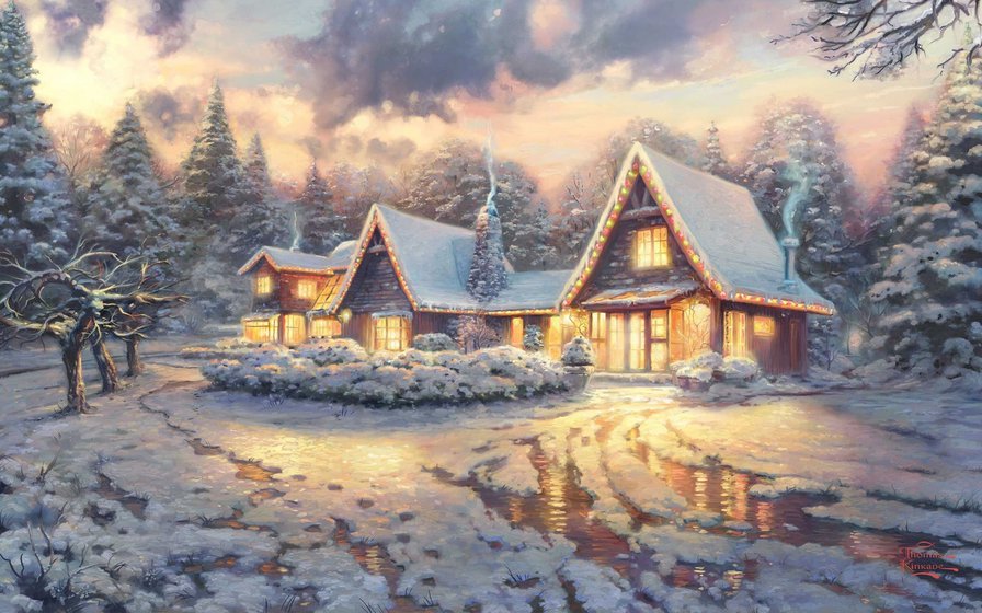 серия: зима - зима, картина, пейзаж - оригинал