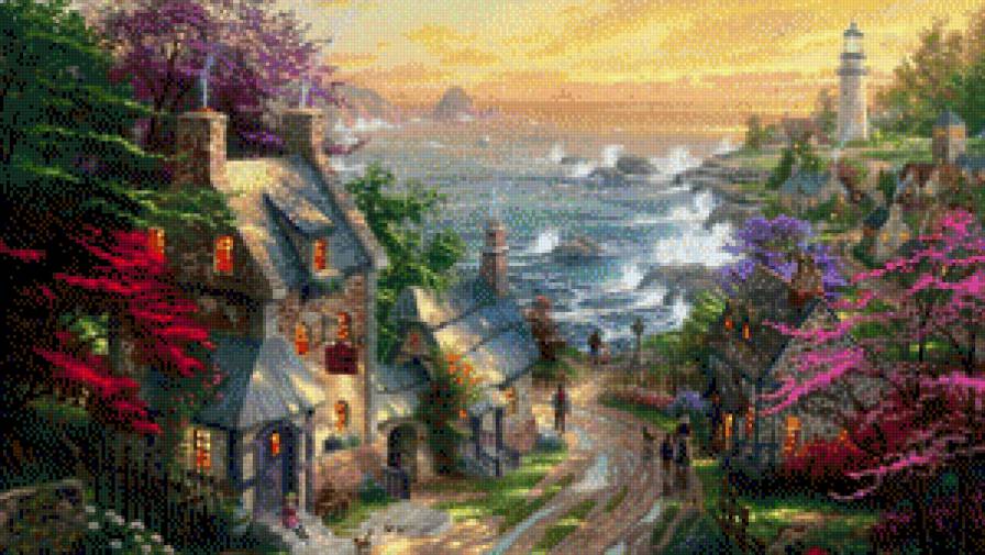 дом на берегу моря - пейзаж, картина, картины - предпросмотр