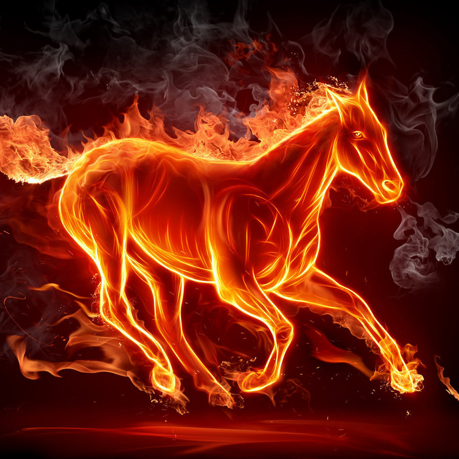 огненный конь - лошадь, лошади, фэнтези - оригинал
