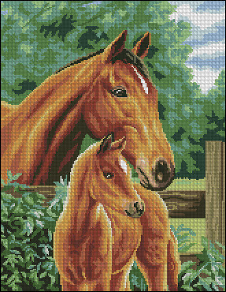 №485093 - кони, животные, лошадь, картина - оригинал