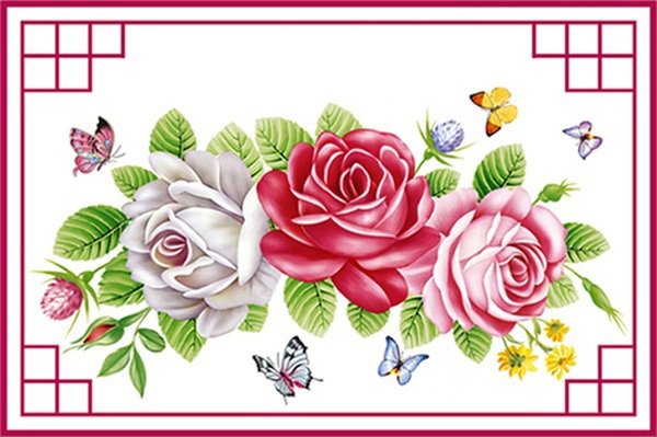 прекрасные цветы - бабочки, красные цветы, розы, роза, белые цветы, букет, розовые цветы - оригинал