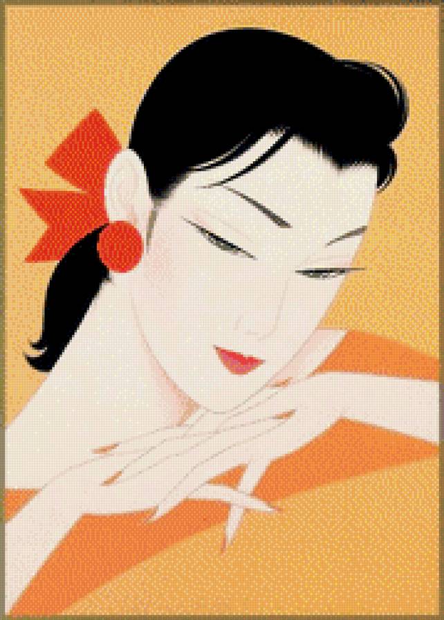 женский образ  Ichiro Tsuruta - женский образ, японка, живопись, девушка - предпросмотр