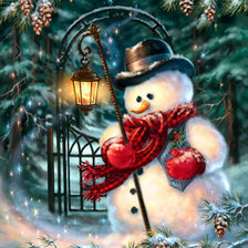 снеговик с фонарем