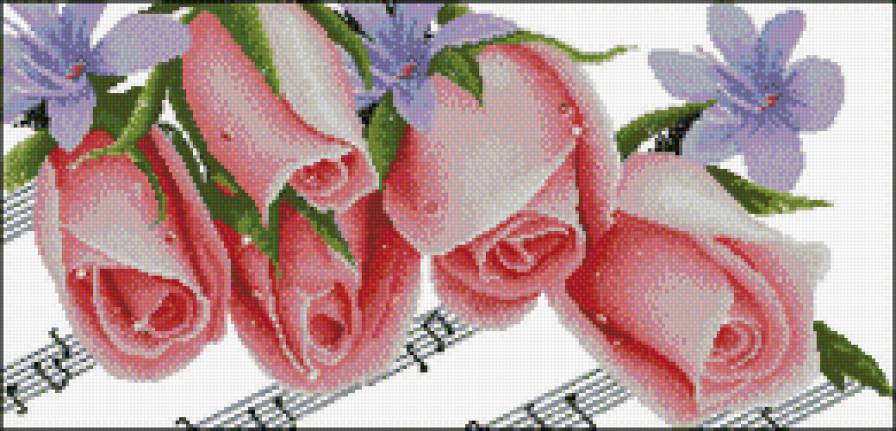 Цветы и ноты - цветы, розы, ноты, натюрморт - предпросмотр