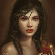 Оригинал схемы вышивки «Девушка с яблоком» (№487244)