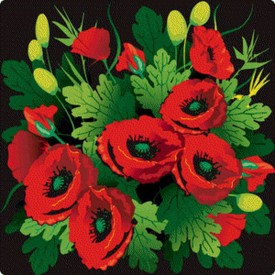 подушка"красный мак" - маки, мак, полевые цветы, подушка, красные цветы - предпросмотр