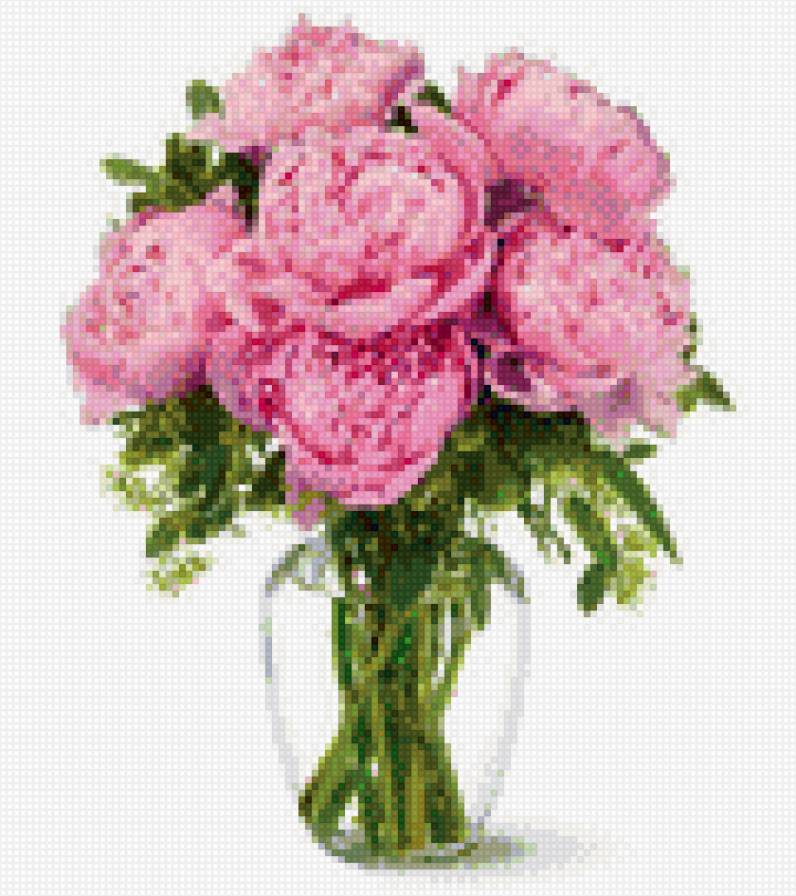 пионы розовые в вазе - пионы, цветы, букет - предпросмотр