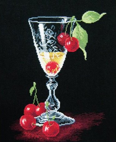 Бокал с вишнями - бокал вина, натюрморт, фрукты - оригинал