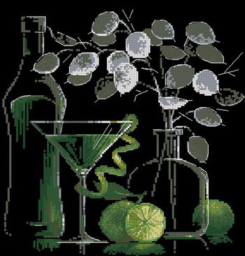 Натюрморт с мартини - натюрморт, бокал вина - оригинал