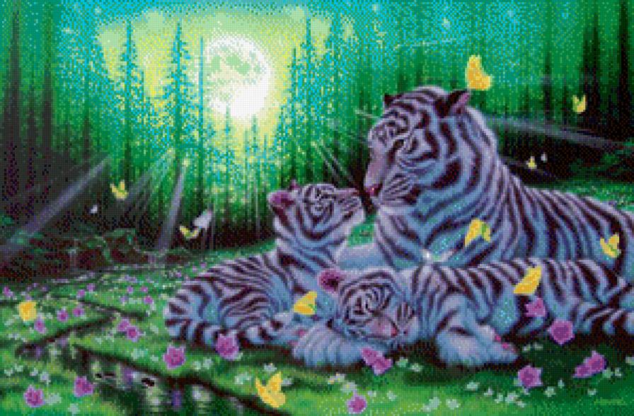 Картины Кентаро Нишино - кошки, тигр, природа, цветы, животные - предпросмотр